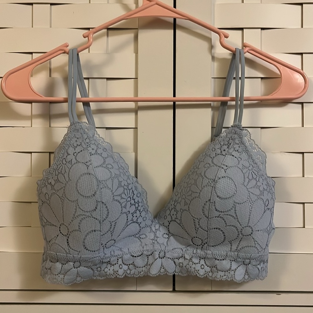 Aerie Floral Elegant Lace Blue Bra 34C